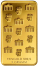 Rückseite 1 g Goldbarren 999,9 Feingold, mit Logos der Münze Berlin und dem Brandenburger Tor